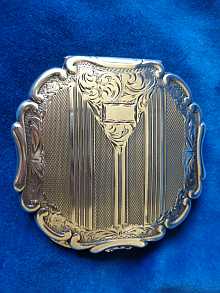 Antique powder tin, dated about 1880-1900. Solid silver with original mirror.