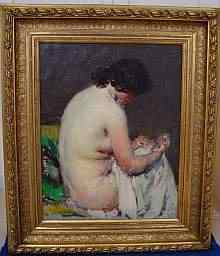 Louis-Francois BILOUL 1874-1947, Akt Gemälde. antique nude painting