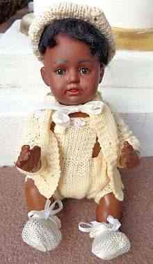 Antique bisque head doll, adorable &rare brown bisque head baby, very probably made by Kestner about 1910.