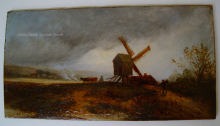 Antique oil painting,landscape with Windmill, signed J. Linnell.