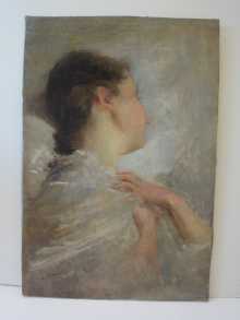 Antikes Gemälde, französischer Impressionist, Portrait einer schönen Frau, spätes 19. Jahrhundert.