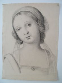 Zeichnung, Nazarener, Frauenportrait