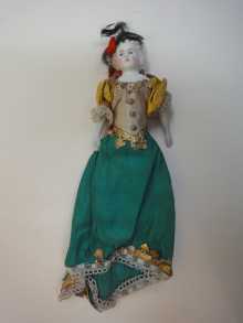Antike Puppe aus Biskuitporzellan, sehr seltene Theaterpuppe, um 1890.